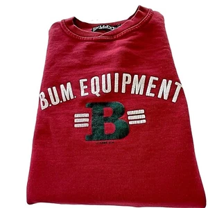 B.U.M Equipment Sweatshirt Crewneck Size Youth Large Spell Out Red Vintage - Picture 1 of 10