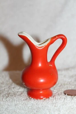 MINIATURA vintage laranja mini jarro de cerâmica creme - Imagem 1 de 4