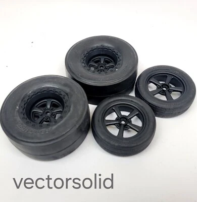 4 TEAM ASSOCIATED DR10 REAKT Drag Race Wheels And Tires Set  slicks no prep - Image 1 of 4