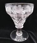 Large Antique grape and vine etched glass late Victorian 11 cm dia 14.5 cm tall