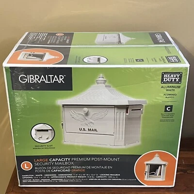 Gibraltar Hamilton Premium, Large, Locking, Aluminum, Post Mount Mailbox, White - Image 1 of 4