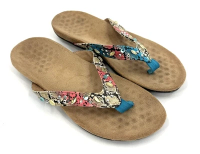 Vionic Lucia Sandals Size 7 Orthaheel Colorful Snake Print Comfort Thongs Shoes - Image 1 of 4