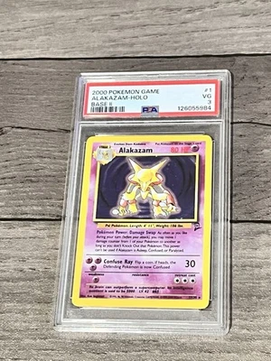 Pokemon 2000 Game Base II Alakazam Holo Card 1/130 PSA 3 Very Good #1 WOTC Rare - Image 1 of 2