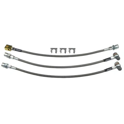 Stainless Braided Brake Hose Kit Disc Brakes Stock Length 1976 Jeep CJ5 CJ7 3pc - Image 1 of 4