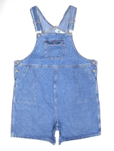 BABY AND ME - Women's Large 12/14 Vintage Maternity Dungarees Shorts Blue Denim - Picture 1 of 4
