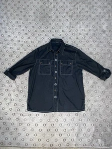 Austin Clothing Women’s Black Long Sleeve Button Up Shirt With Blue Flowers SZ L - Picture 1 of 9