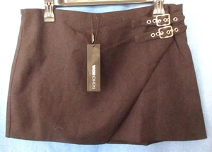 Fashion Nova Black Buckled Polyester Mini Skirt Size M - Picture 1 of 4