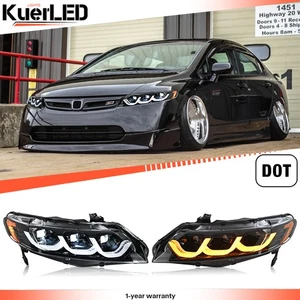 FD2 LED Headlights For 2006-2011 8th Gen Honda Civic 8TH Sedan Start Animation - Picture 1 of 24