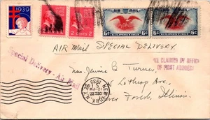 GOLDPATH: US AIRMAIL 1939 NEW YORK,NY.PAIR.SEAL&LABEL. CV879_P21 - Picture 1 of 2