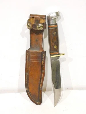 Cuchillo de caza vintage Western USA modelo W36-hecho en EE. UU.-con funda de cuero Foto 1 de 4