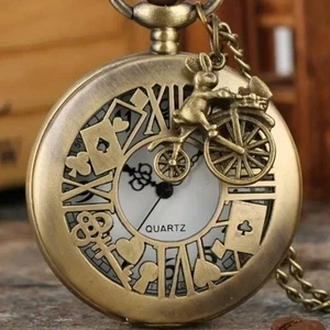 Alice im Wunderland Taschenuhr Steampunk Rabbit Hole Mad Hatter Bronze - NEU!! - Bild 1 von 4