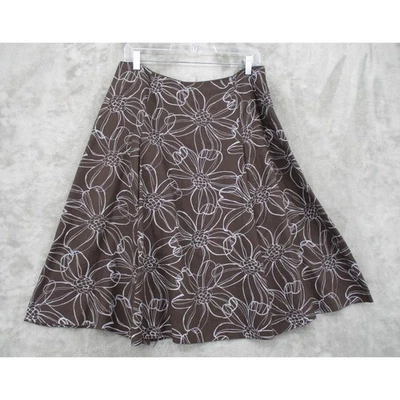 Falda Willi Smith Mujer 10 Lino Floral Plisada Casa Ligera Cremallera Marrón Foto 1 de 4