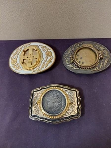 Hebilla de cinturón de moneda de dólar Morgan 1879 con 2 hebillas de cinturón de moneda vacías incluidas - Imagen 1 de 10