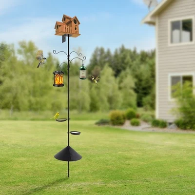 Poste de alimentación ajustable para pájaros con deflector a prueba de ardillas y 4 ganchos Foto 1 de 4