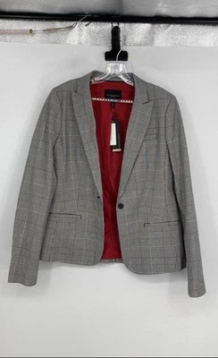 Blazer Banana Republic Mujer Blanco y Negro Pata de Gallo Manga Larga Talla 10 Alto Foto 1 de 4