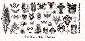 1/12 Scale Waterslide Decals for Action Figure tattoos Death Metal Satanic theme