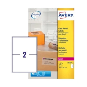 Avery klare transparente Paket Etiketten selbstklebend für Laserdrucker L7568 - Bild 1 von 5
