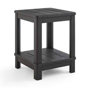 Deluxe 20 in. Resin Brown Square Patio Side Table With Storage - Picture 1 of 6