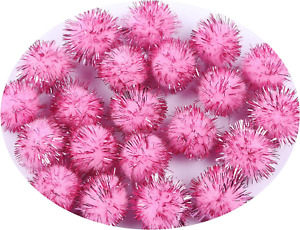 200Pcs Glitter Tinsel Pom Poms Sparkle Balls for DIY Craft/Party Decoration/Cat 
