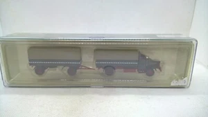 Brekina 73307 Henschel HS 140 Pritschen-Hängerzug dunkelgrün Rauten in OVP (77) - Bild 1 von 2