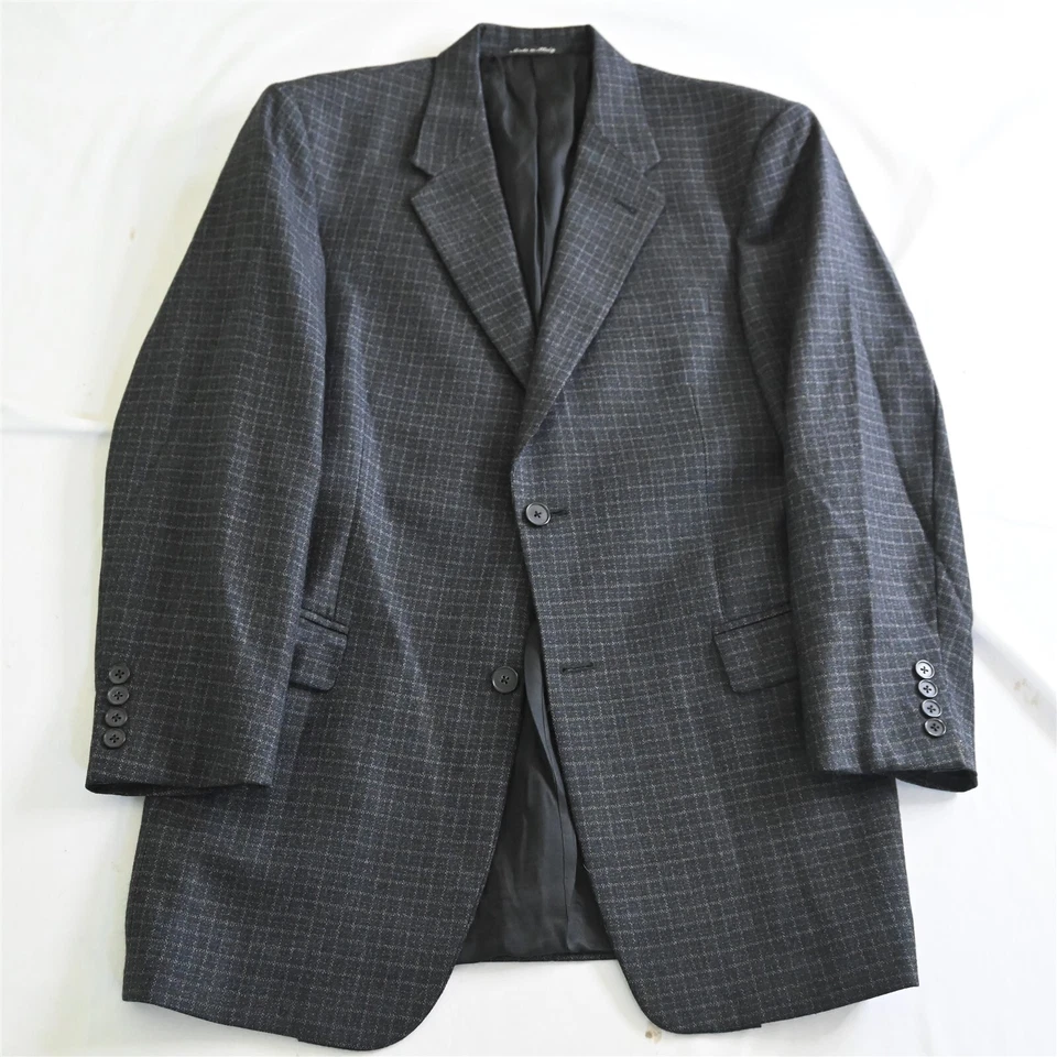 Blazer Traje Chaqueta Abrigo Deportivo Murano 38S Negro Cuadros Franela Lana Hecho en Italia Foto 1 de 4