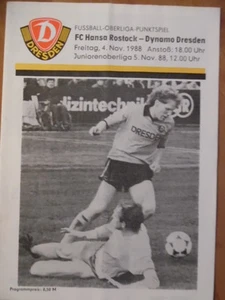 Dynamo Dresden - FC Hansa Rostock 4.11. 1988 Fußball-Oberliga Fußballprogramm 53 - Picture 1 of 1