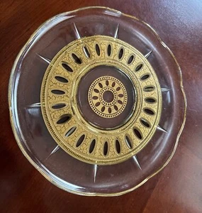 Vintage Culver Serviertablett 22k Gold signiert 11,5 Zoll MCM - Bild 1 von 7