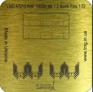 LMG BA-72009 1:72 RAF 1000lb Mk.1 8 Bomb Fins thickness 0,1mm - Picture 1 of 4