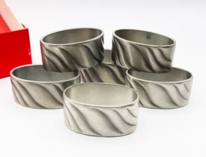 Reiner Feinzinn Set of 6 Pewter Napkin Rings Vintage Boxed - Picture 1 of 8