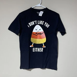 Boys “I Don’t Like You Either” Halloween T-Shirt Size L (10-12). NWT! Candy Corn - Picture 1 of 5