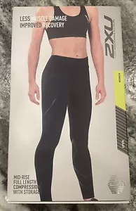$100 NEW Womens 2XU Mid-Rise Compression Black Full Length Legging Tights XLarge - Picture 1 of 10