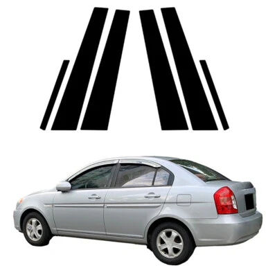 6 postes de pilar de ventana negros brillantes aptos para Hyundai Accent MC 2006-2010 Foto 1 de 4