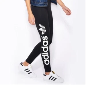 Adidas Womens Linear Leggings Side Logo Black Size 10 12 14 16 AJ8081 - Picture 1 of 4