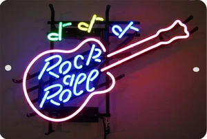ROCK & ROLL MUSIC  Sign 8 x 12 Emblem Guitar Version - Picture 1 of 1