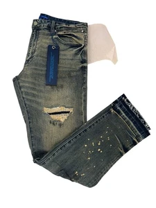Men Slim Fit Jeans Smoke Rise Blue noir New Size 36/32 - Picture 1 of 5