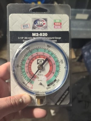 Jb Industries M2-820 Gauge, 3-1/8 In Dia, Low Side, Blue, 500 Psi - Imagem 1 de 2