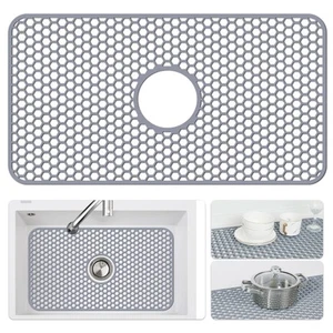 Silicone Sink Mat - Protectors for Kitchen Sink with Center Drain, 26"x 14" K... - Picture 1 of 9