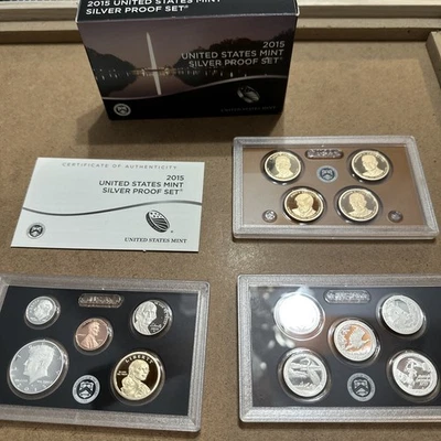 US Mint 2015 Silver Proof Set, original packaging & COA - Image 1 of 4