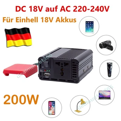 DEACKIMEI Für Einhell 18V Akku Spannungswandler Adapter Wechselrichter DC 18V zu AC 230V