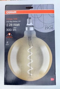 OSRAM VINTAGE 1906 LED BIG GLOBE E27 4W - 300lm Filament BIG GLOBE  287X200mm - Picture 1 of 3