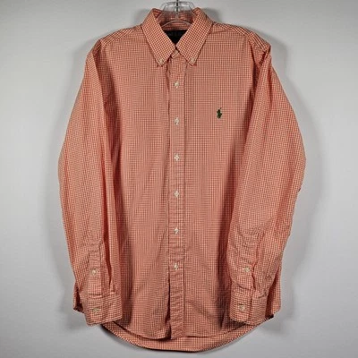 Polo Ralph Lauren Calce Personalizado Medio Naranja Guinga Cuadros Hombres Abotonado Preppy Foto 1 de 4