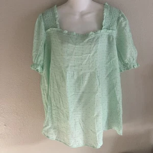 Perch By Blu Pepper for Anthropologie Green Tie Back Neckline Blouse 1XL - Picture 1 of 8