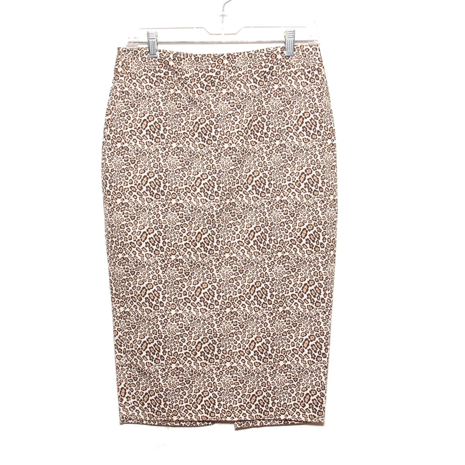 Falda lápiz delgada con estampado de leopardo Liz Claiborne talla 4 mezcla de algodón/seda Foto 1 de 4