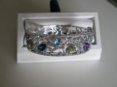 STERLING SILVER MULTI GEMSTONE BRACELET - Image 1 of 4