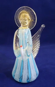 Vintage venezianischer Engel Figur blau & weiß Kunst Glasband Latticino 5" italienisch - Bild 1 von 11