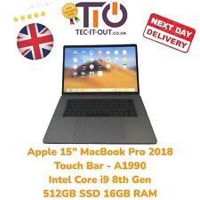 Apple 15" MacBook Pro 2018 Touch Bar Intel i9 8e génération 512 Go SSD 16 Go de RAM - A1990