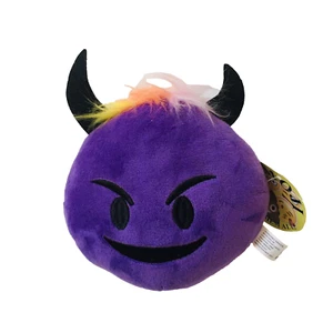 Emoji Purple Devil Round Pillow Plush Stuffed Toy 6 inches E1-76 - Picture 1 of 7