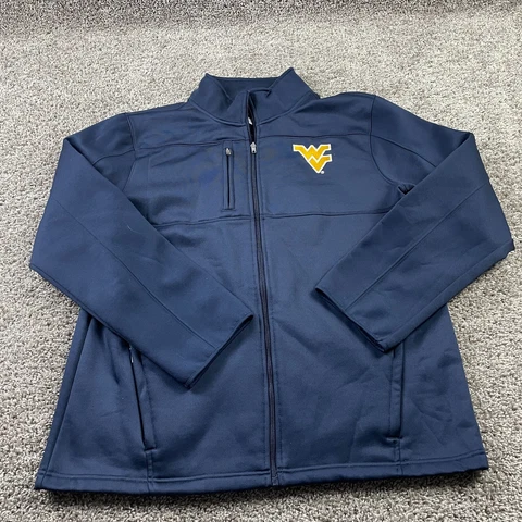 West Virginia University WVU Jacket Mens Large Blue Yellow Full Zip Cover