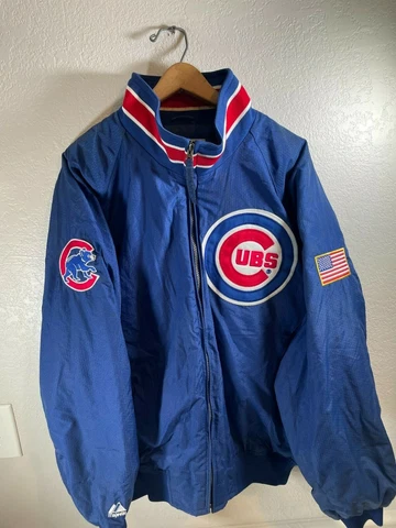 2001 9/11 Vintage Chicago Cubs Jacket Majestic MLB Authentic Size L Cover