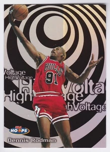 1997-98 SkyBox NBA Hoops Dennis Rodman High Voltage Bulls Pistons - Picture 1 of 2